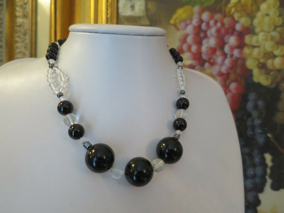 Exquisite Vintage Antique French jet Black Glass … - image 3