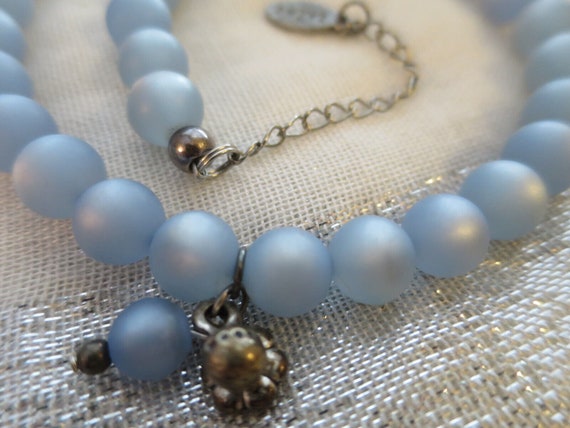 Gorgeous Vintage Pale Blue Lucite moonglow beaded… - image 8