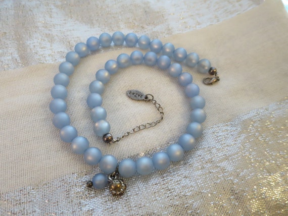 Gorgeous Vintage Pale Blue Lucite moonglow beaded… - image 3