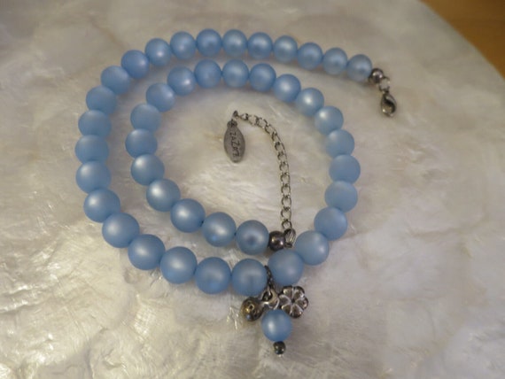 Gorgeous Vintage Pale Blue Lucite moonglow beaded… - image 4