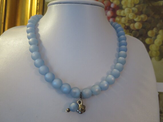 Gorgeous Vintage Pale Blue Lucite moonglow beaded… - image 6