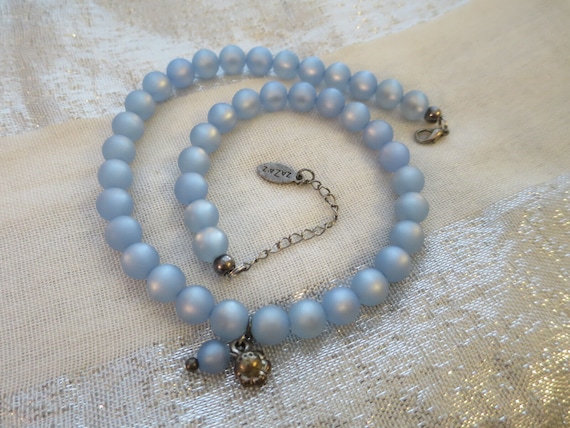 Gorgeous Vintage Pale Blue Lucite moonglow beaded… - image 2