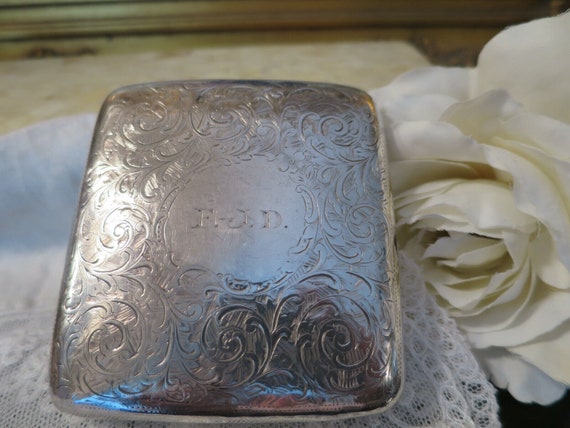 Antique 1902 Birmingham Solid Silver Engraved Case - image 1