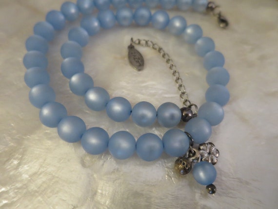 Gorgeous Vintage Pale Blue Lucite moonglow beaded… - image 10