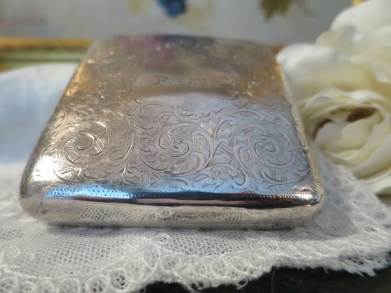 Antique 1902 Birmingham Solid Silver Engraved Case - image 2