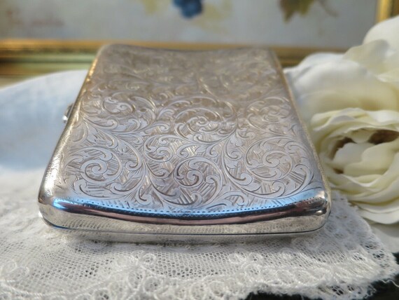 Antique 1902 Birmingham Solid Silver Engraved Case - image 3