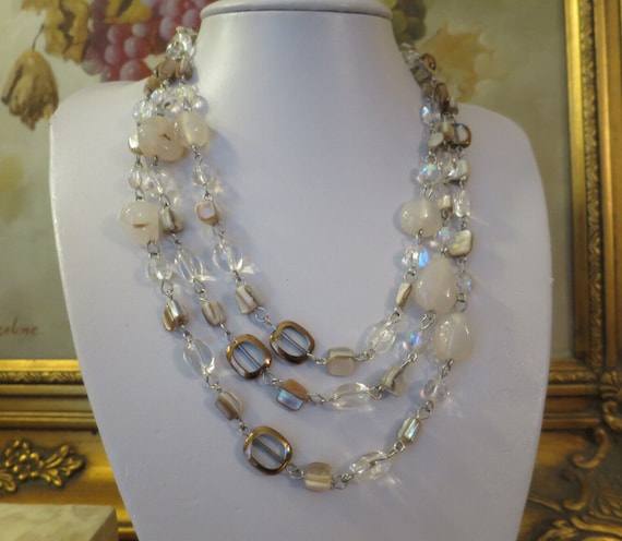 Gorgeous Vintage Retro Agate, mother of pearl, au… - image 1