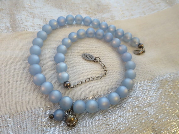 Gorgeous Vintage Pale Blue Lucite moonglow beaded… - image 1