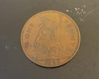 1967年 1ペニー硬貨 イギリス エリザベス2世女王、英国 1セント硬貨