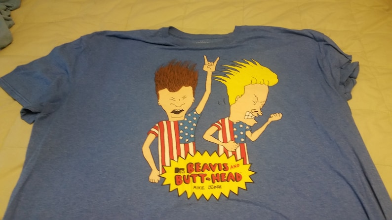 MTV Beavis and Butt-head Mike Judge Blue Shirt Unisex American Flag Men ...