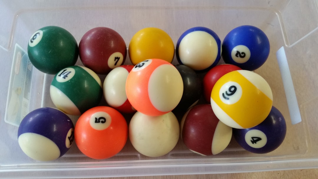 Vintage Pool Table Balls 21/4 Complete Set of 16 Billiard Ball Set Etsy