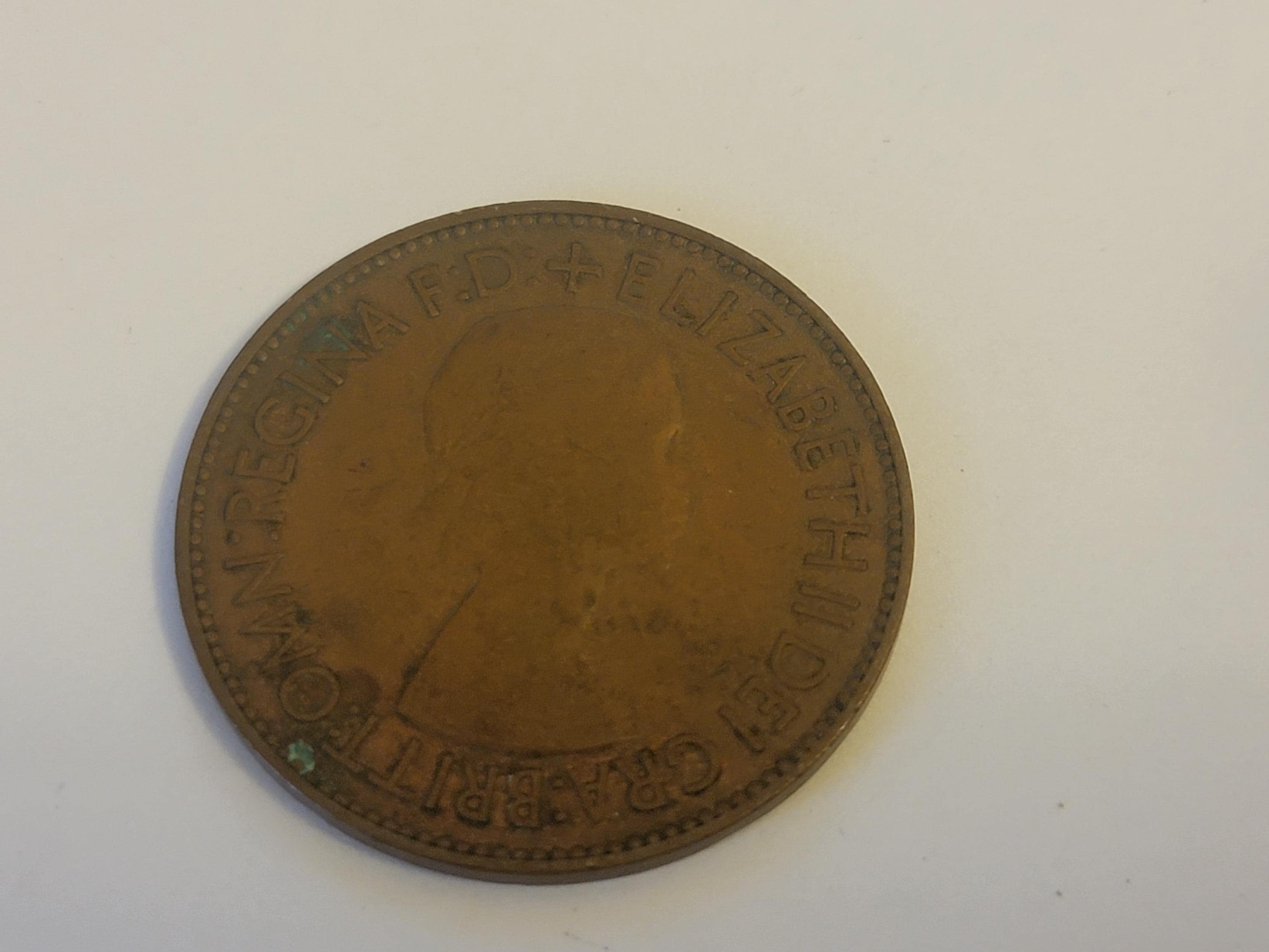 1953 年 イギリス 1 ペニー エリザベス 2 世 コイン ほぼ未使用 - 送料
