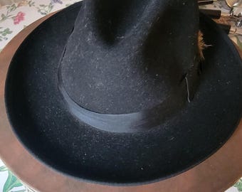 Vintage PORTIS Fedora Fur Felt Rabbit Felt Hat Sz 7 3/8 in