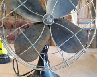 Antique 1940's Emerson Oscillating Fan 4-Blade 21" Tall 18" Wide Model 79648 AQ