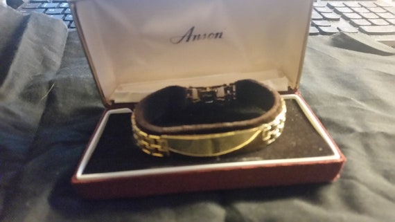 Men's 8 inch Gold Tone ID Bracelet  Anson Mfg USA… - image 1