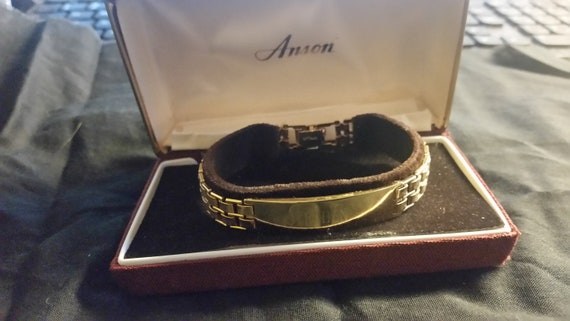Men's 8 inch Gold Tone ID Bracelet  Anson Mfg USA… - image 2