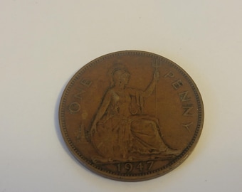 1967年 1ペニー硬貨 イギリス エリザベス2世女王、英国 1セント硬貨