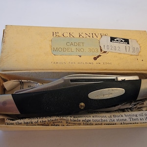 Vintage 1970's Buck 303 USA Cadet Pocket Knife New w/Box & Paperwork