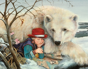 Polar Bear Card, Polar Bear Art Card, Bear Art, Arctic Animal Card, Lori Preusch Art