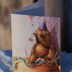 Groundhog Day Card, Groundhog Day Birthday Card, February 2nd Card, Card for Groundhog Day, Groundhog Day Gift, Lori Preusch Art image 1