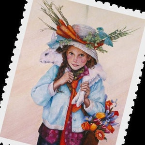 Postcrossing Stamp, Postcrossing Sticker, Gift for Postcrosser, Gummed Vintage-Style Stamps, Lori Preusch Art, Heart of Spring Stamp