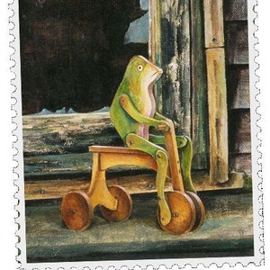 Postcrossing Stamp, Postcrossing Sticker, Gift for Postcrosser, Gummed Vintage-Style Stamps, Lori Preusch Art, Inch by Inch Stamp, Sticker