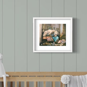 Polar Bear Art, Polar Bear, Arctic Wildlife Art Print, Lori Preusch Art, Gift for Reader, Children's Room Art, Mother's Day Gift image 1