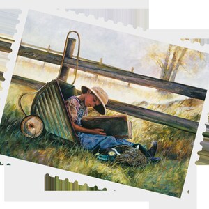 Gummed Vintage-Style Stamps, Postcrossing Stamp, Postcrossing Sticker, Gift for Postcrosser, Lori Preusch Art, Midsummer Stamp