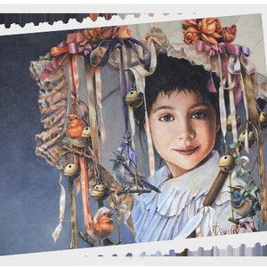 Postcrossing Stamp, Postcrossing Sticker, Gift for Postcrosser, Gummed Vintage-Style Stamps, Art Stamp, Lori Preusch Art, Songbird Stamp