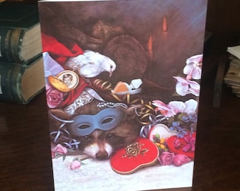 Valentine's Day Card, Romantic Valentine's Day Card, Valentine's Day, Raccoon Art, Valentines Card, Raccoon Card, Lori Preusch Art