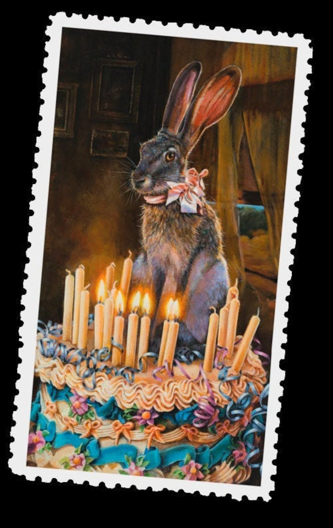 Postcrossing Stamp, Jackrabbit Art Stamp, Postcrossing Sticker ...