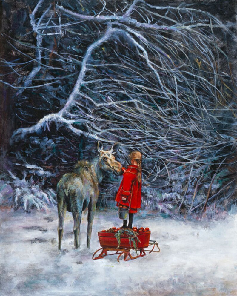 Wildlife Christmas Card Card with Moose Christmas Card Set Etsy