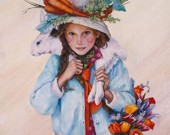 Greeting Card, Original Art Blank Card, Easter Card, Flowers, Heart Of Spring, Spring Card, Rabbit Card