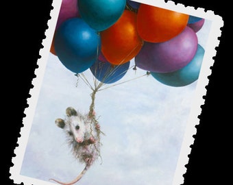 Postcrossing Stamp, Postcrossing Sticker, Gift for Postcrosser, Gummed Vintage-Style Stamps, Lori Preusch Art, Traveling Lite Stamp, Sticker