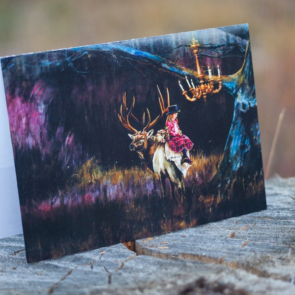 Elk Art Christmas Card, Elk Holiday Card, Wildlife Card, Christmas Card Pack, Wildlife Card, Woodland Holiday Card, Lori Preusch Art