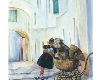 Reading Wall Art, Sheepdog Wall Art ,Home Decor, Lori Preusch Art, Girl Nursery Decor, Gift for Girl, Readers Art, Bookworm Gift