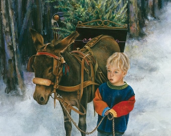 Donkey Holiday Card, Animal Christmas Card, Christmas Card, Christmas Card Pack, Christmas Card, Lori Preusch Art Card