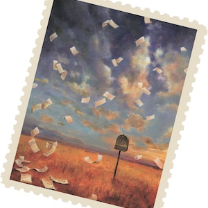 Postcrossing Stamp, Postcrossing Sticker, Gift for Postcrosser, Gummed Vintage-Style Stamps, Lori Preusch Art, Airmail Stamp, Sticker