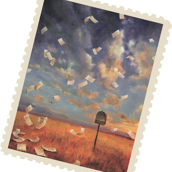 Postcrossing Stamp, Postcrossing Sticker, Gift for Postcrosser, Gummed Vintage-Style Stamps, Lori Preusch Art, Airmail Stamp, Sticker
