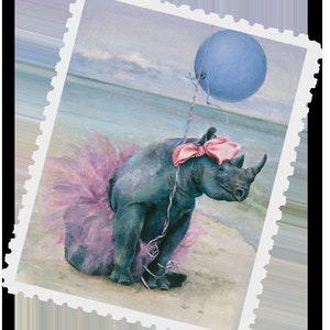 Postcrossing Stamp, Postcrossing Sticker, Gift for Postcrosser, Gummed Vintage-Style Stamps, Lori Preusch Art, Opus Stamp, Sticker