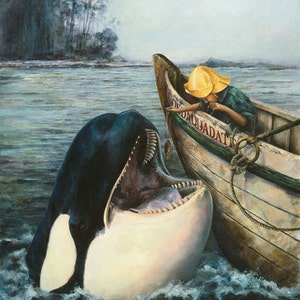 Orca Whale Birthday Card, Fisherman Greeting Cards, Blank Card
