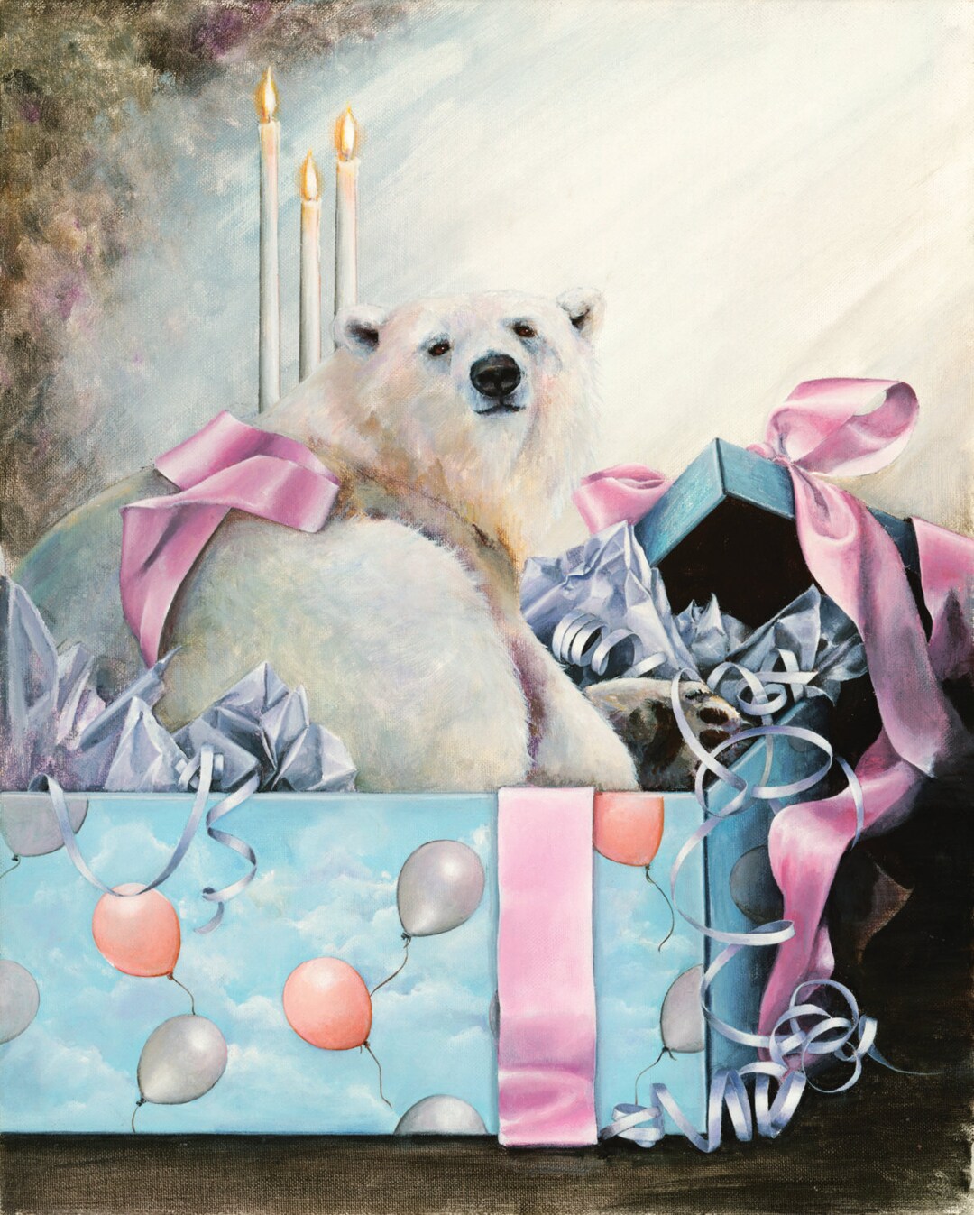Polar Bear Art Card, Polar Bear Birthday Card, Greeting Card With Polar ...