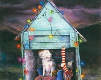 Dog Christmas Card, Dog Holiday Card, Greeted Christmas Card, Border Collie Card, Christmas Card Pack, Boarder Collie Christmas Card