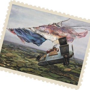 Postcrossing Stamp, Postcrossing Sticker, Gift for Postcrosser, Gummed Vintage-Style Stamps, Lori Preusch Art, Carried Away Stamp, Sticker