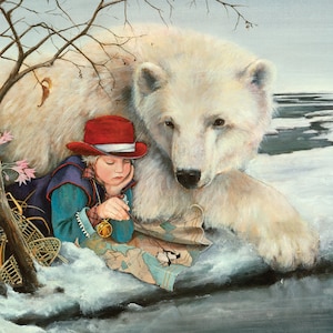 Hand Painted Handmade Anniversary Birthday Card Greeting Cards, Polar Bear Card