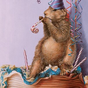 Groundhog Day Card, Groundhog Day Birthday Card, February 2nd Card, Card for Groundhog Day, Groundhog Day Gift, Lori Preusch Art image 2