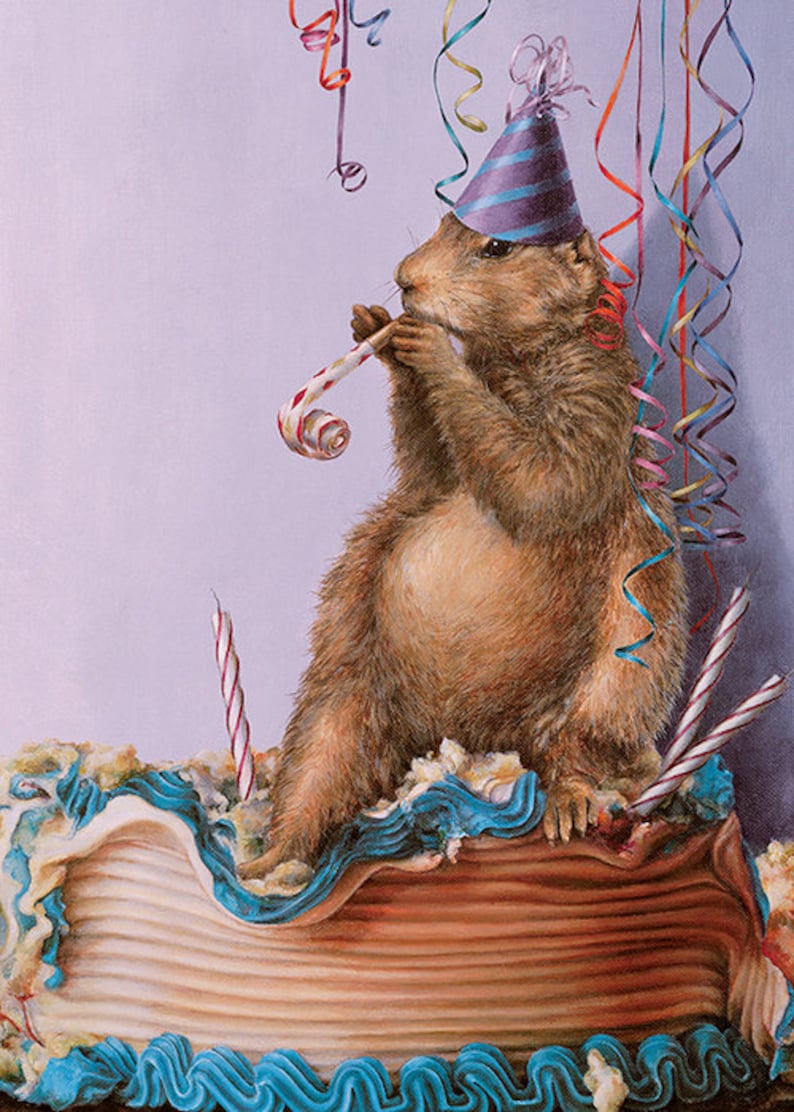 Groundhog Day Card, Groundhog Day Birthday Card, February 2nd Card, Card for Groundhog Day, Groundhog Day Gift, Lori Preusch Art image 2