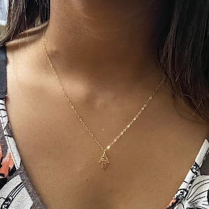 Gold gefüllte Hamsa Halskette-Hand der Fatima Auge Charm-Hamsa Schmuck-Gold gefüllt Schmuck-Halskette für jeden Tag-Gold Hamsa-Schutz Halskette-Geschenk