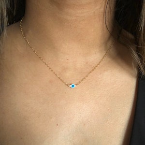 Sale! Gold Evil Eye Necklace-Tiny Evil Eye-Gold Filled Chain-Protection Necklace-Evil Eye Jewelry-Evil Eye Charm-Blue Evil Eye Necklace