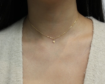 Sale! Tiny Gold Cross Necklace-Tiny Gold Filled Cross-Mini Cross Necklace-Small Gold Cross Necklace-Dainty Necklace-Religious Necklace-Faith